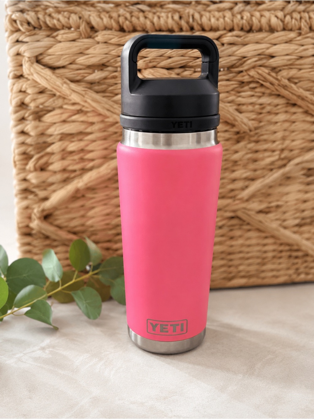 Yeti Pink Travel Bottle with Black Handle Lid